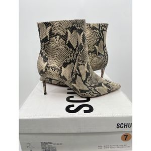 NEW Schutz Bette Snakeskin-Embossed Leather Ankle Boots 7